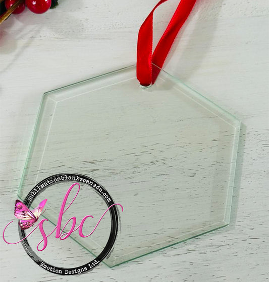 Hexagon Clear Tempered Glass Ornament for Sublimation