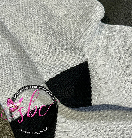 3PK Womens Silver Glitter Sublimation Socks