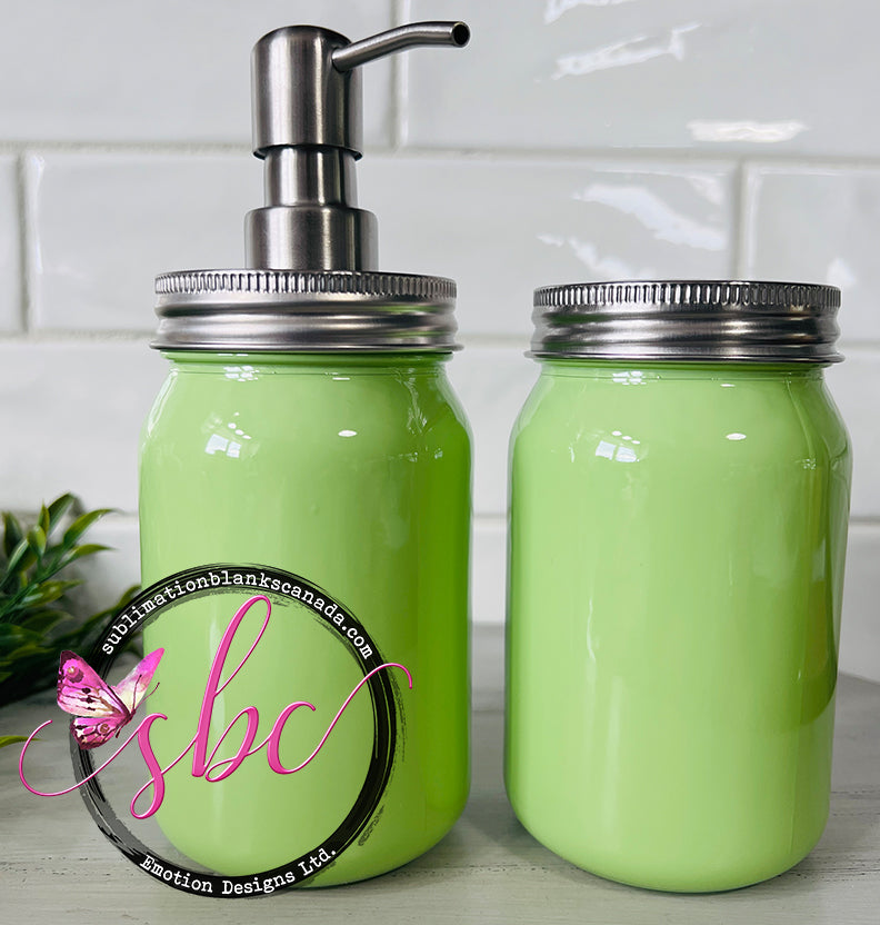 Green Glass Mason Jar Bathroom Set for Sublimation