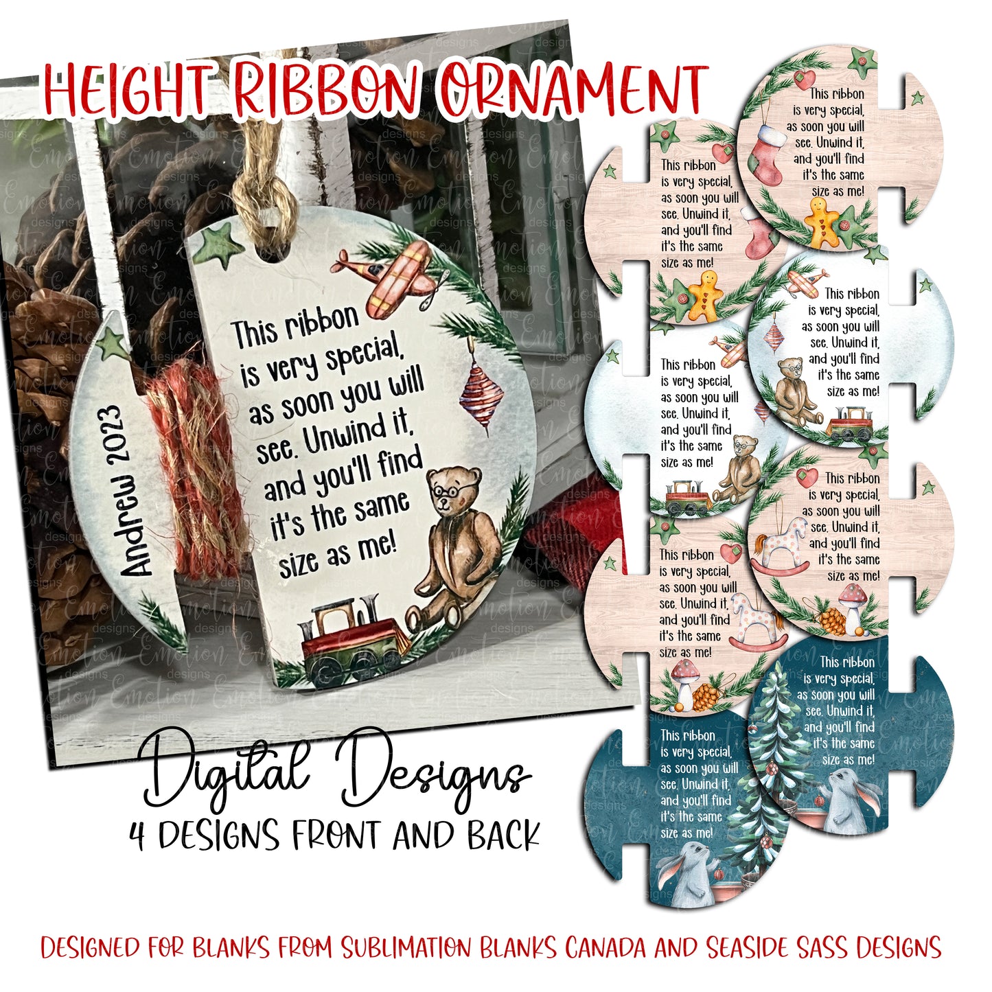 Height Measurement Ornament MDF for Sublimation