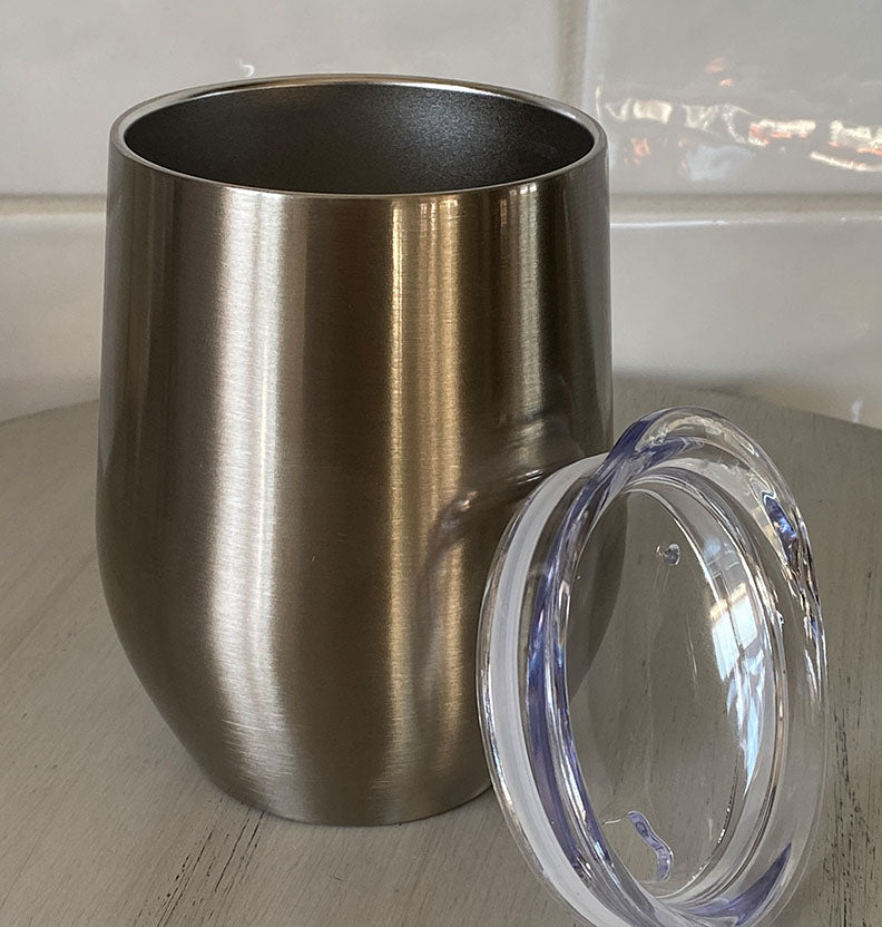 12oz Wine Tumbler Silver - Sublimation Blanks Canada - Emotion Designs Ltd.