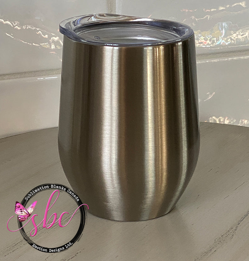 12oz Wine Tumbler Silver - Sublimation Blanks Canada - Emotion Designs Ltd.