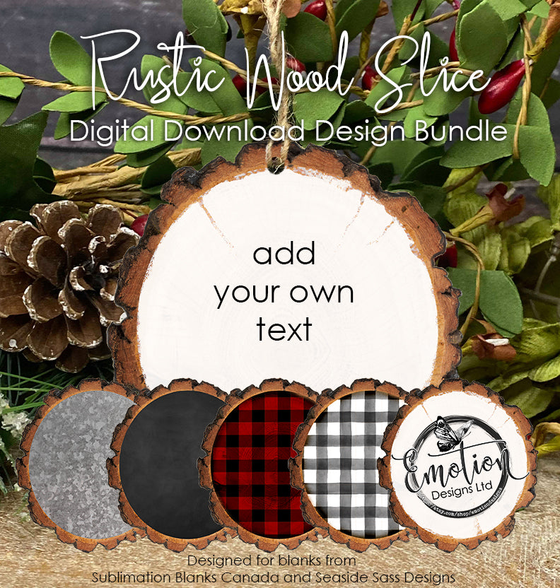 Rustic Wood Slice Ornament MDF for Sublimation - Sublimation Blanks Canada - Emotion Designs Ltd.