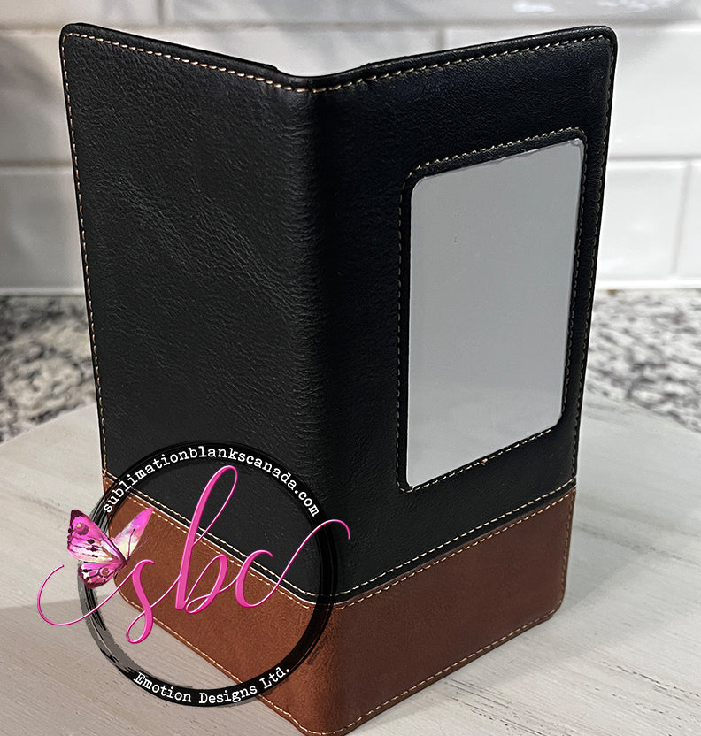 Bifold Sublimation Wallet PU Leather Brown/Black