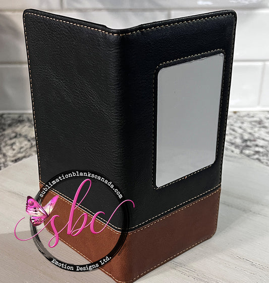 Bifold Sublimation Wallet PU Leather Brown/Black
