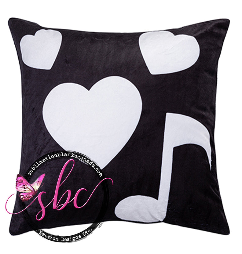 Black Plush Music Note Pillow Cover for Sublimation - Sublimation Blanks Canada - Emotion Designs Ltd.
