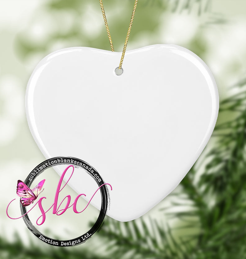 Ceramic Ornament for Sublimation - Heart - Sublimation Blanks Canada - Emotion Designs Ltd.
