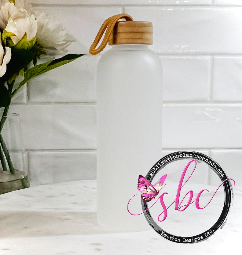 Glass Water Bottle with Bamboo Lid for Sublimation - Sublimation Blanks Canada - Emotion Designs Ltd.