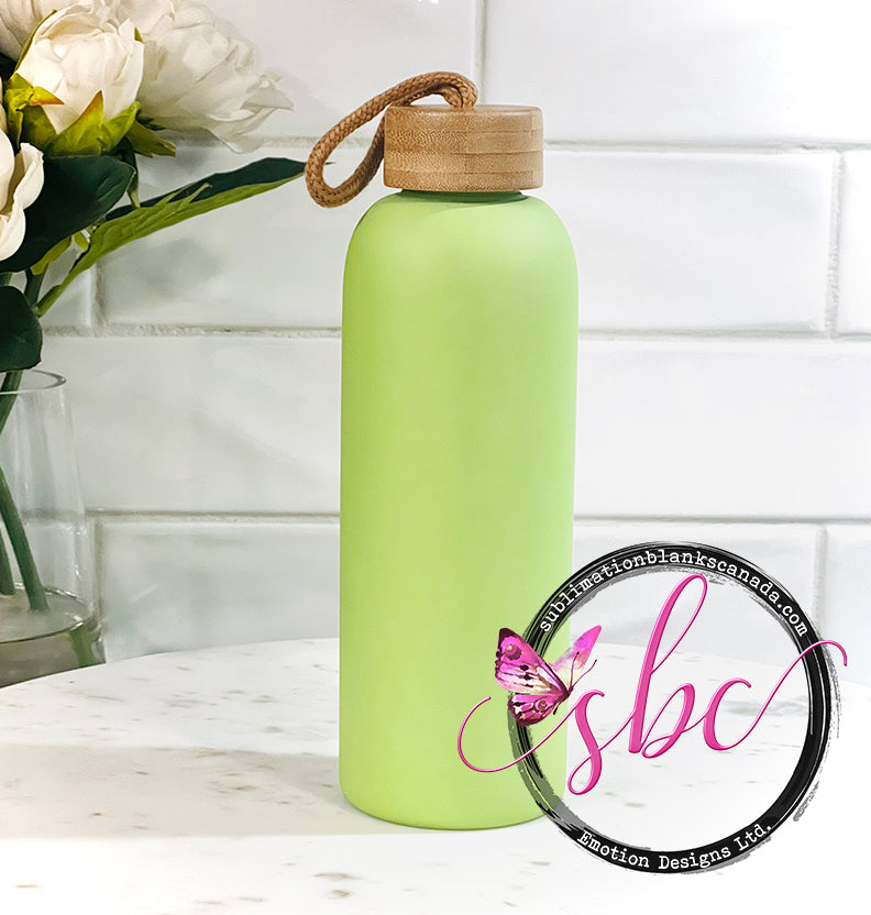 Glass Water Bottle with Bamboo Lid for Sublimation - Sublimation Blanks Canada - Emotion Designs Ltd.
