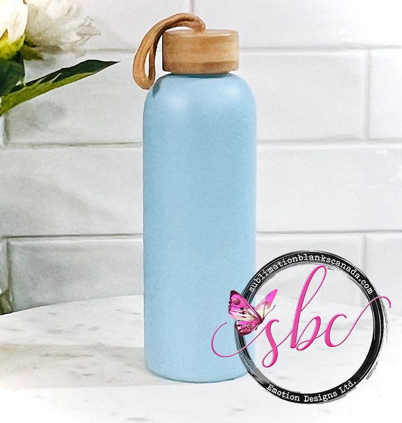 Glass Water Bottle with Bamboo Lid for Sublimation - Sublimation Blanks Canada - Emotion Designs Ltd.