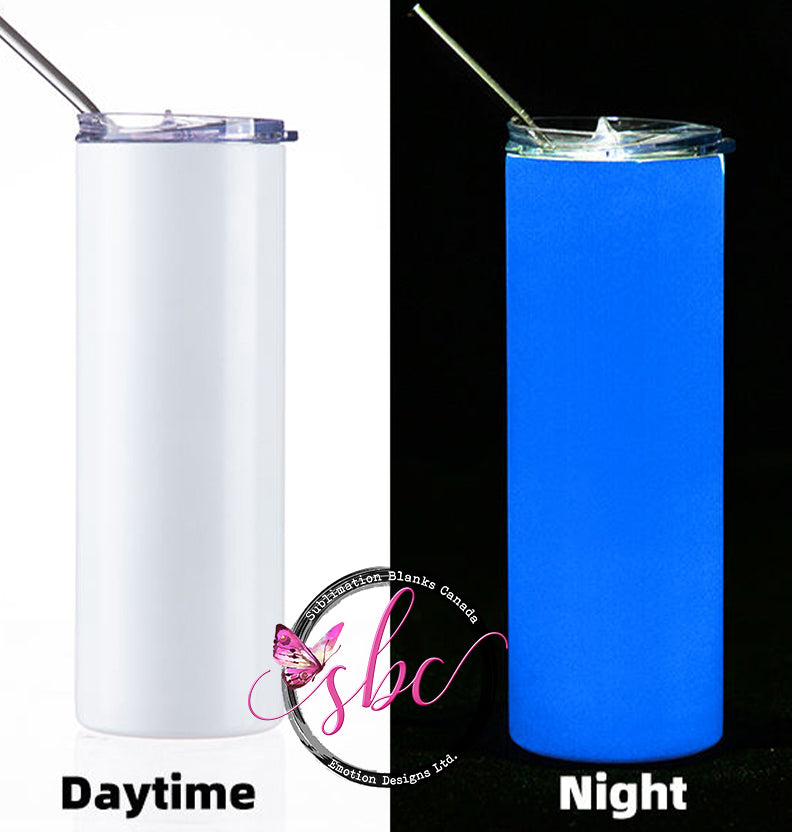 Case of 25, 20oz Glow in the Dark Straight Skinny Tumblers - Sublimation Blanks Canada - Emotion Designs Ltd.