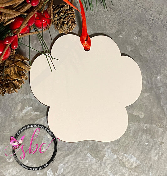 Paw Print Ornament MDF for Sublimation - Sublimation Blanks Canada - Emotion Designs Ltd.