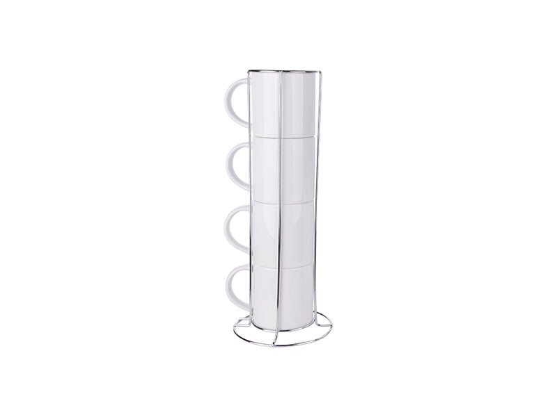 4 Stackable 8oz Coffee Mug Set with Stand
