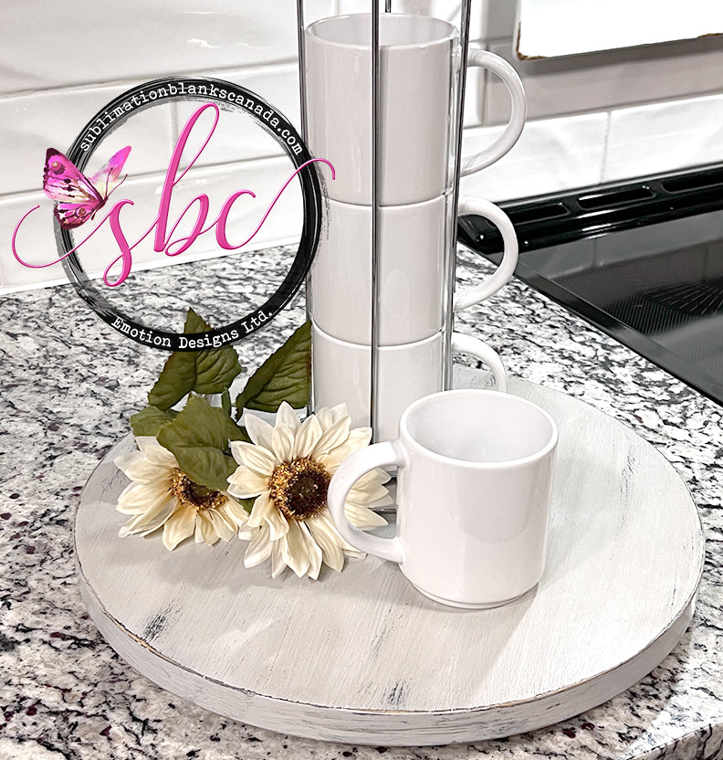 4 Stackable 8oz Coffee Mug Set with Stand