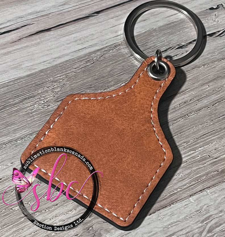 PU Leather Cow Tag Keychain for Sublimation