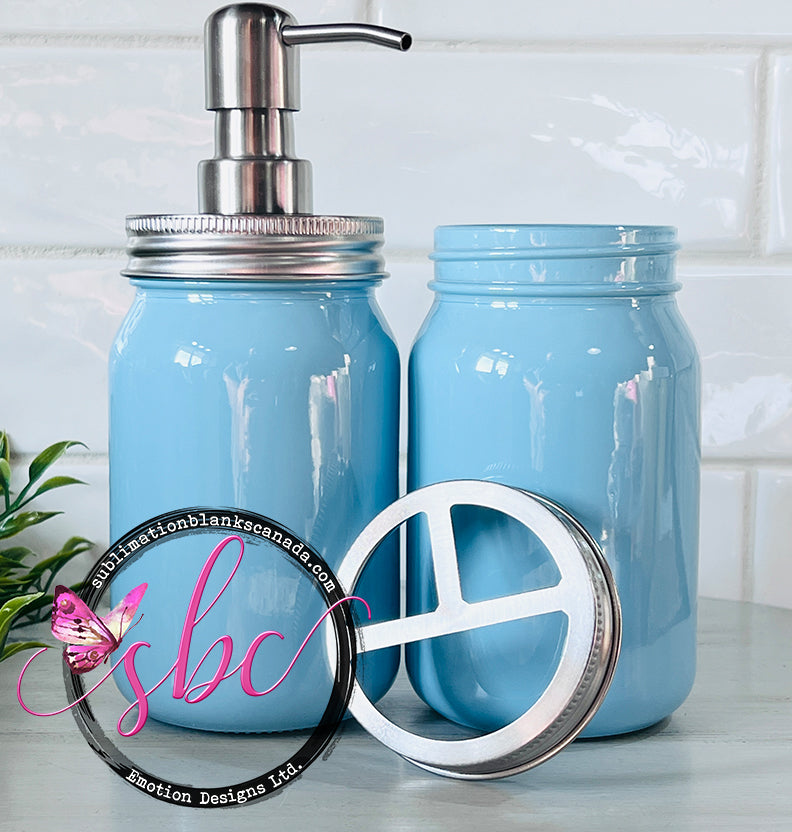 Blue Glass Mason Jar Bathroom Set for Sublimation