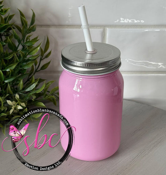 Pink Glass Mason Jar for Sublimation