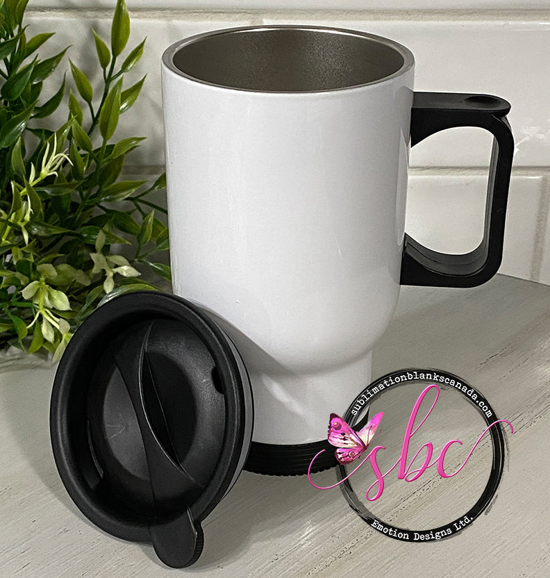 14oz Stainless Steel Travel Mug for Sublimation - White - Sublimation Blanks Canada - Emotion Designs Ltd.