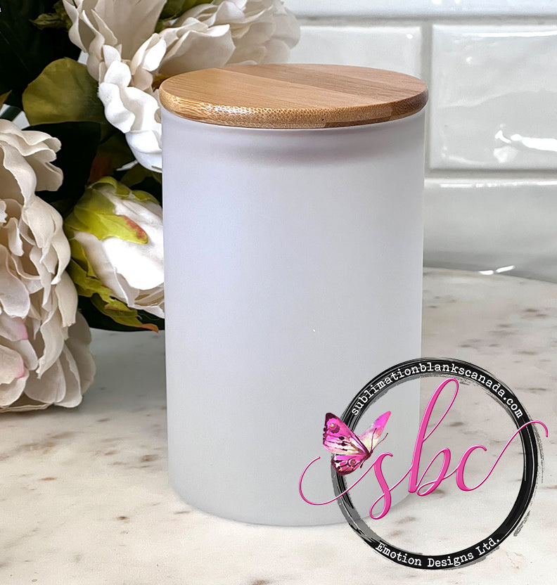 20oz Frosted Glass Jar with Bamboo Lid for Sublimation - Sublimation Blanks Canada - Emotion Designs Ltd.