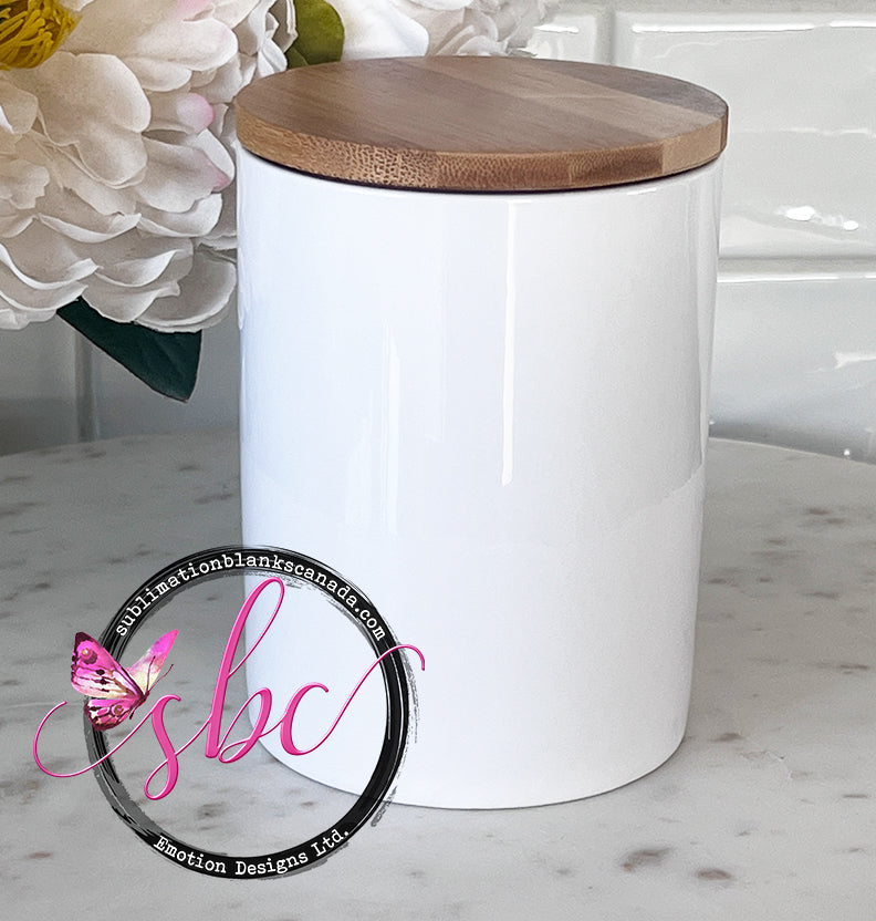 25oz Ceramic Jar with Bamboo Lid for Sublimation - Sublimation Blanks Canada - Emotion Designs Ltd.