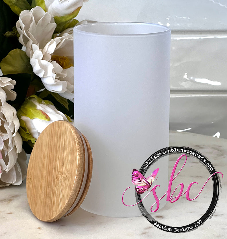 25oz Frosted Glass Jar with Bamboo Lid for Sublimation - Sublimation Blanks Canada - Emotion Designs Ltd.