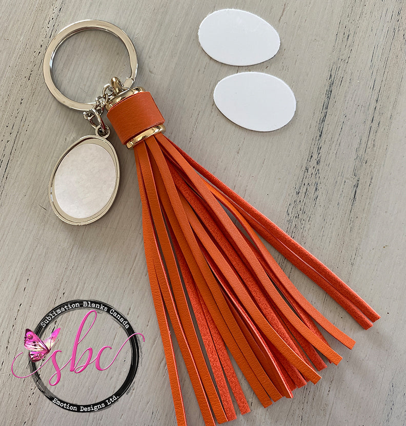 Orange Leather Tassel Keychain for Sublimation - Sublimation Blanks Canada - Emotion Designs Ltd.