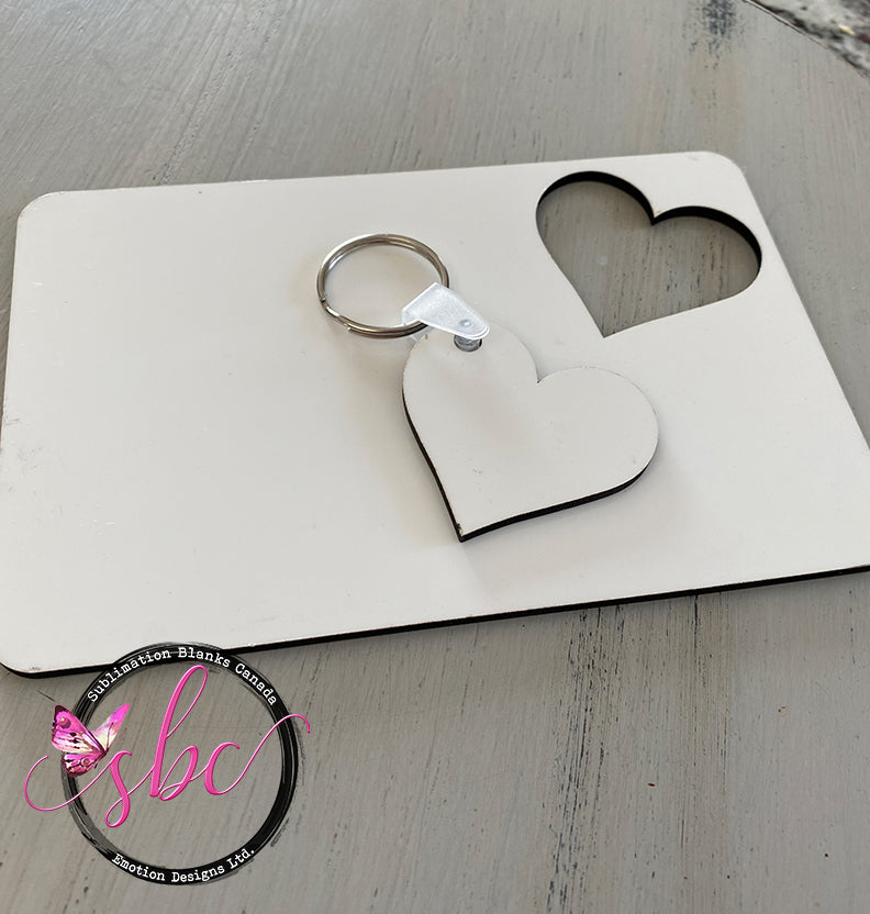 MDF Postcard for Sublimation with Heart Keychain - Sublimation Blanks Canada - Emotion Designs Ltd.