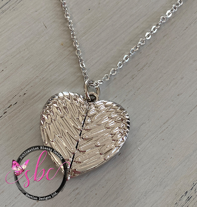 Angel Wings Heart Necklace for Sublimation - Sublimation Blanks Canada - Emotion Designs Ltd.