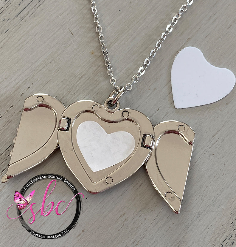 Angel Wings Heart Necklace for Sublimation - Sublimation Blanks Canada - Emotion Designs Ltd.