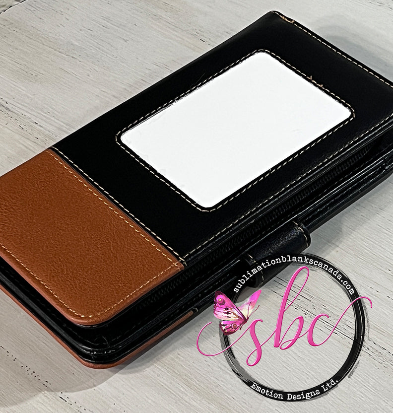 Ladies Sublimation Wallet PU Leather Brown/Black