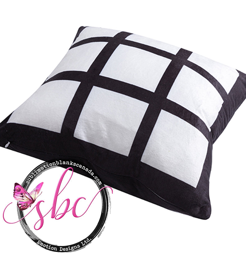 Black Plush 9 Panel Pillow Cover for Sublimation - Sublimation Blanks Canada - Emotion Designs Ltd.