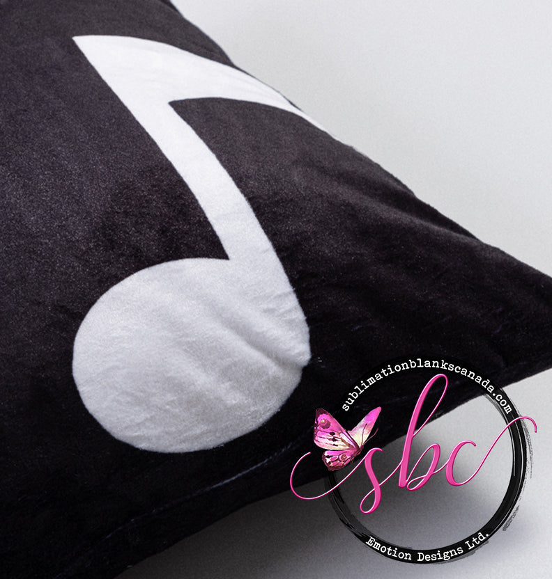 Black Plush Music Note Pillow Cover for Sublimation - Sublimation Blanks Canada - Emotion Designs Ltd.