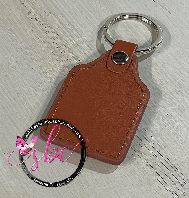 Brown PU Leather Keychain for Sublimation - Sublimation Blanks Canada - Emotion Designs Ltd.