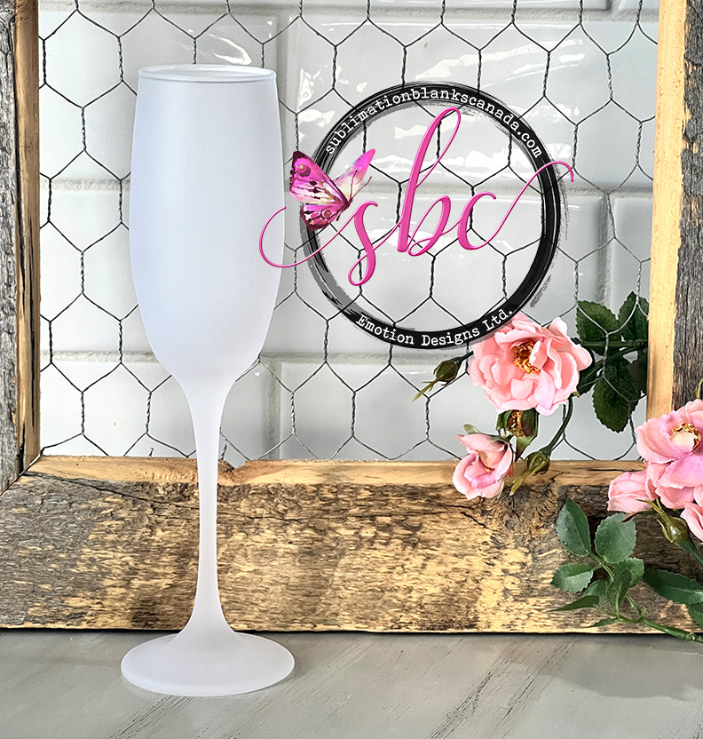 6oz Frosted Glass Champagne Flute for Sublimation - Sublimation Blanks Canada - Emotion Designs Ltd.