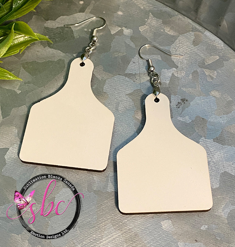 MDF Cow Tag Earrings for Sublimation - 2" - Sublimation Blanks Canada - Emotion Designs Ltd.