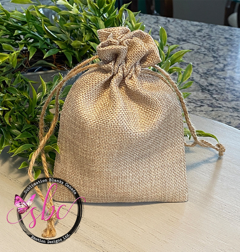 Faux Burlap Drawstring Ornament Bag for Sublimation - Sublimation Blanks Canada - Emotion Designs Ltd.