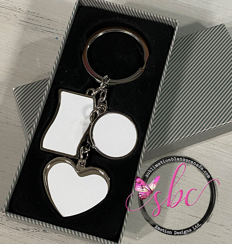 Metal Flag Heart Circle Keychain for Sublimation - Sublimation Blanks Canada - Emotion Designs Ltd.