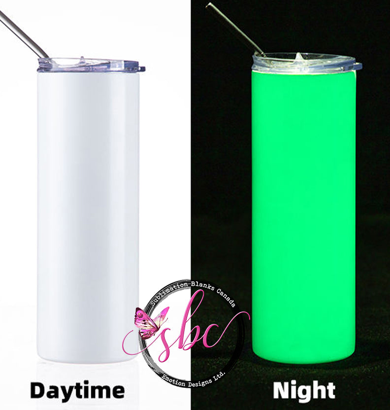 Case of 25, 20oz Glow in the Dark Straight Skinny Tumblers - Sublimation Blanks Canada - Emotion Designs Ltd.