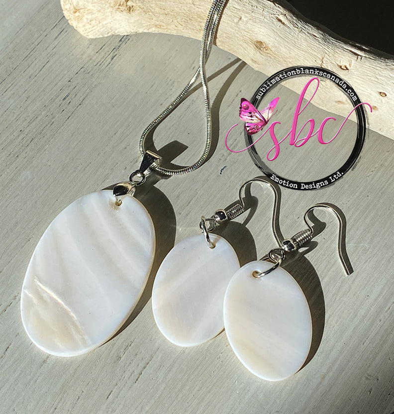 Oval Shell Earring and Necklace Set for Sublimation - Sublimation Blanks Canada - Emotion Designs Ltd.