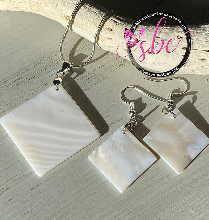 Square Shell Earring and Necklace Set for Sublimation - Sublimation Blanks Canada - Emotion Designs Ltd.