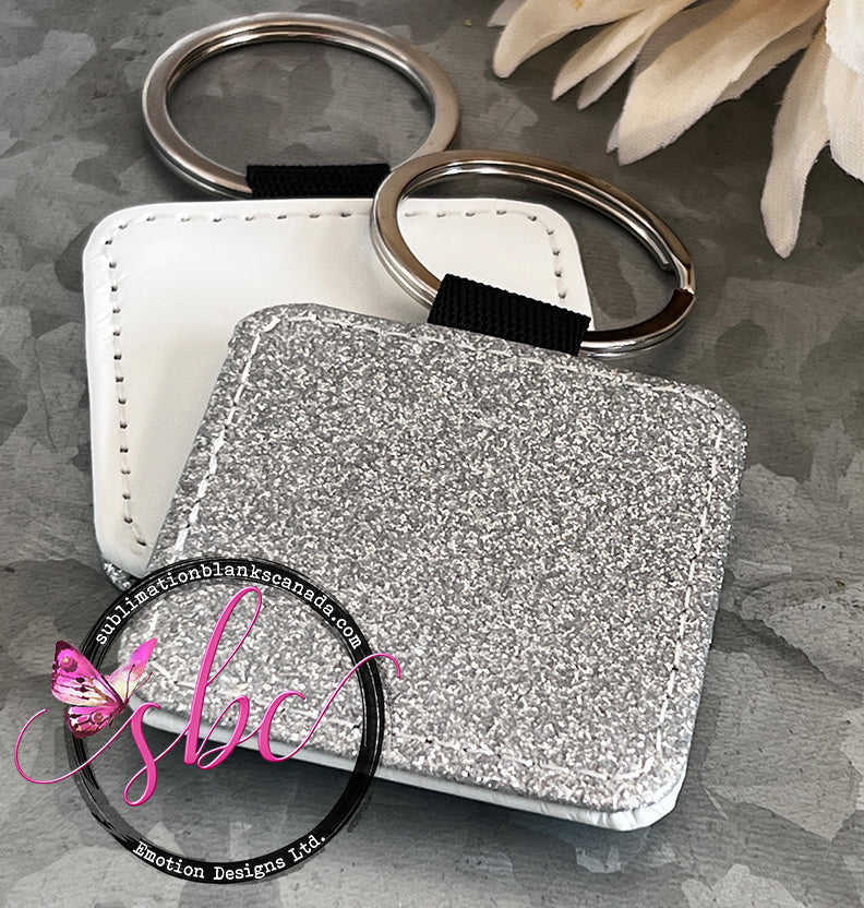 Glitter Keychain for Sublimation - Silver