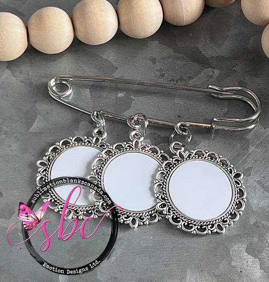 Bouquet Charms with Safety Pin for Sublimation - Round