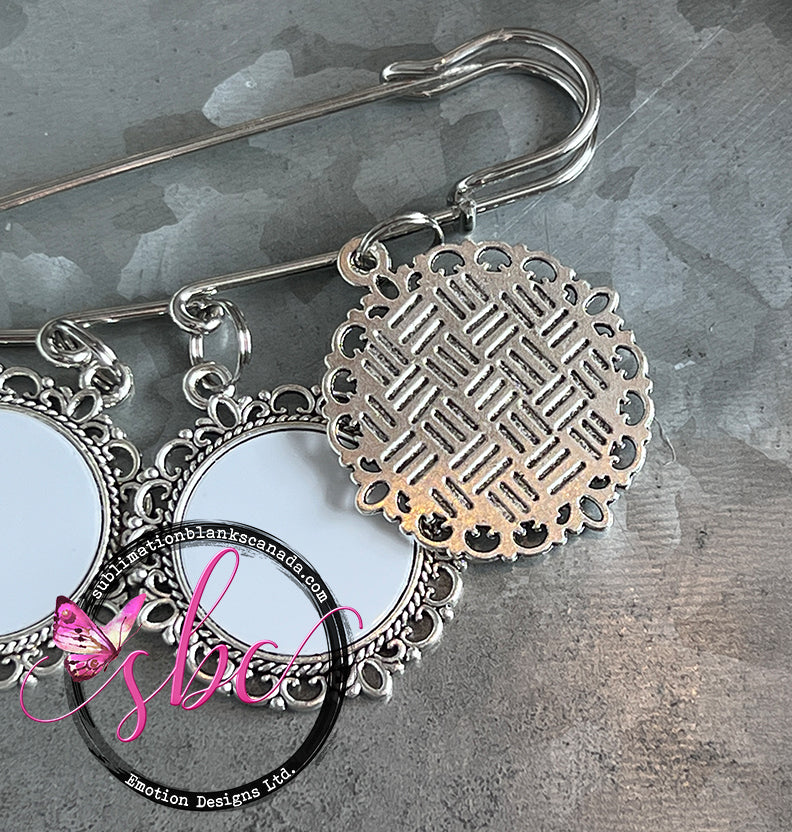 Bouquet Charms with Safety Pin for Sublimation - Round